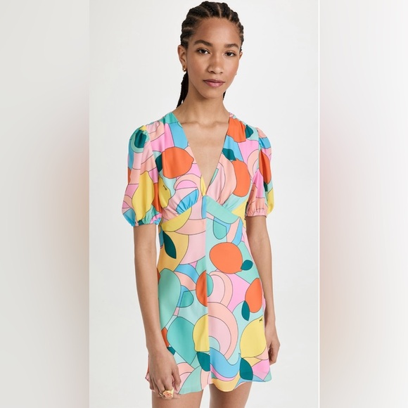 NWOT - STAUD - Mini Milla Dress - Citrus Kaleidoscope - Size 10 - Picture 4 of 10